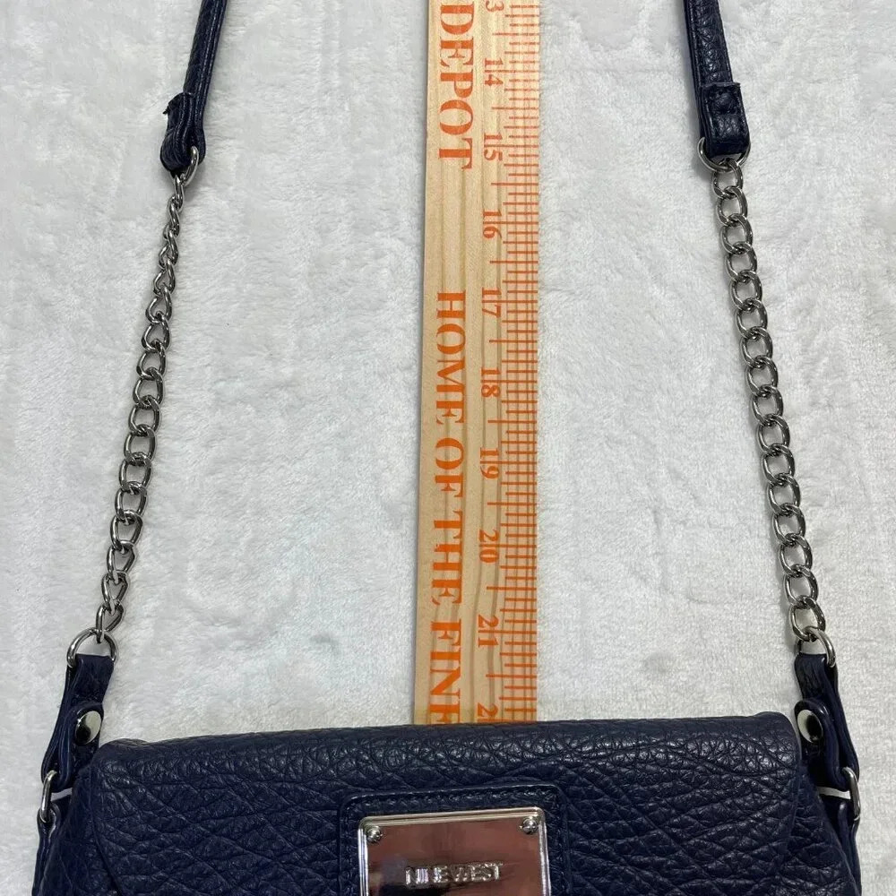 Nine West Navy Mini Crossbody Bag Faux Leather Silver Chain Strap - Picture 15 of 15